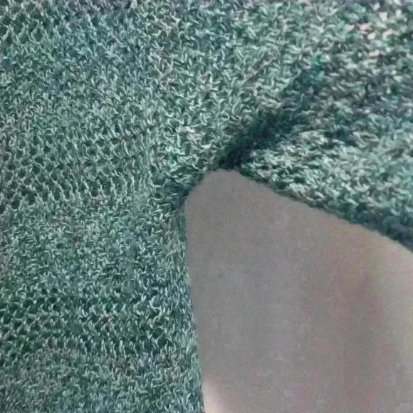 Womens knit top, size L sweater, loose knit lightweight blue green - Picture 5 of 7